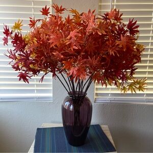 15 Large Stems of Single Branch 4-Pronged Maple Leaves Artificial Flowers
